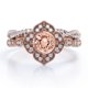 thumbnail image 1 of JeenMata Anillo Nupcial Art Déco de 1,5 ct en Pavé Cruzado de Morganita y Moissanita Redonda Rosa Melocotón en Plata con Baño de Oro Rosa de 18 K, 1 of 6