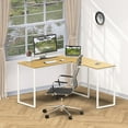SHW 48Inch Mission LShaped Home Computer Desk in Oak Finish