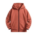 thumbnail image 4 of Hduncf Boys Zip up Hoodie Soft Solid Classic Full Zip Pullover Hooded Sweatshirts With Pocket Warm Jacket for Kids (3-14 Years) Orange 150, 4 of 8