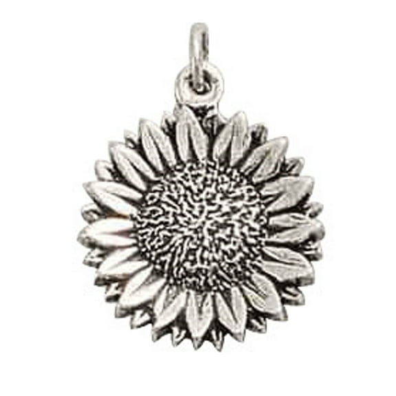 Sterling Silver 16" .8mm Box Chain Sunflower Pendant Necklace