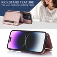 thumbnail image 6 of SaniMore for iPhone 15 Pro Case, Luxury PU Leather Card Holders Kickstand Metal Finger Ring Shockproof Drop Resistant Wrist/Crossbody Lanyard for Girls Women Stylish Accordion Design, Rosegold, 6 of 8