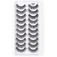 thumbnail image 1 of Kit de 10 pares de pestañas postizas, pestañas postizas 3D, pestañas largas naturales y esponjosas, pestañas postizas de banda suave reutilizables, extensión de pestañas de maquillaje negro de lujo, 1 of 5