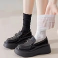 thumbnail image 5 of Elegant Lace Five-Toe Socks for Women - Thin, Breathable, Hollow Out, Ruffle Trim, Crew Length, College Style Fashion, 5 of 7