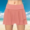 thumbnail image 4 of VUPSGEZ Skater Skirt Features Elastic Waist Band Women'S Swim Skirt Mesh Tiered Ruffle Athletic Swimsuit Skirt High Waisted Beach Bikini Bottom With Shorts Women'S Cotton Eyelet Midi Skirt(Red,M), 4 of 9