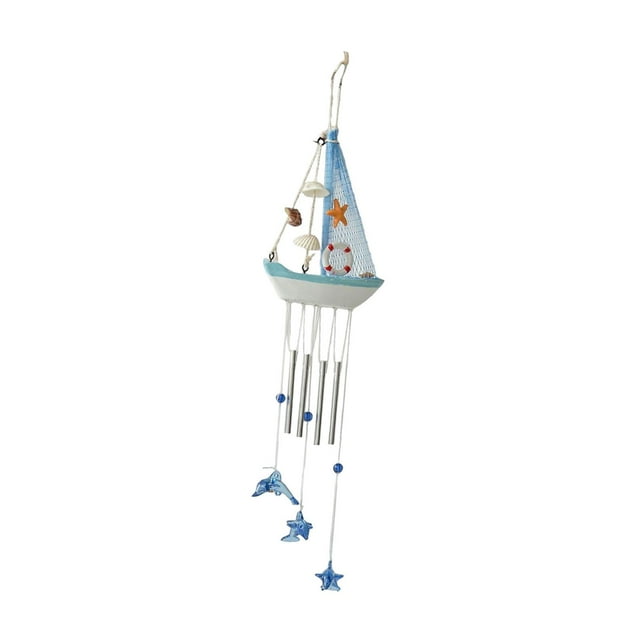 Amuleto de carillón de viento de velero, colección única de sonido claro, arte playero mediterráneo Estilo D