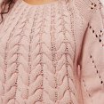 thumbnail image 3 of Jersey de ganchillo con cuello redondo Top de punto calado para mujer traje diario de Color sólido, 3 of 6
