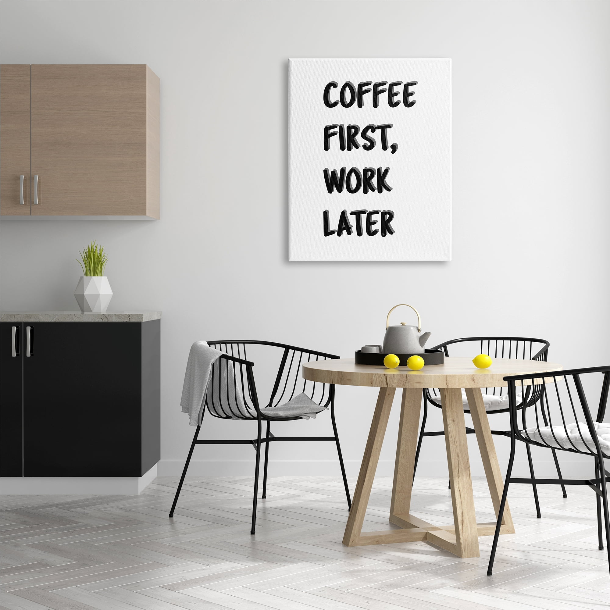 Stupell Industries Coffee First Work Later Food & Beverage Painting Gallery Wrapped Canvas Art Print Wall Art, 30 x 40