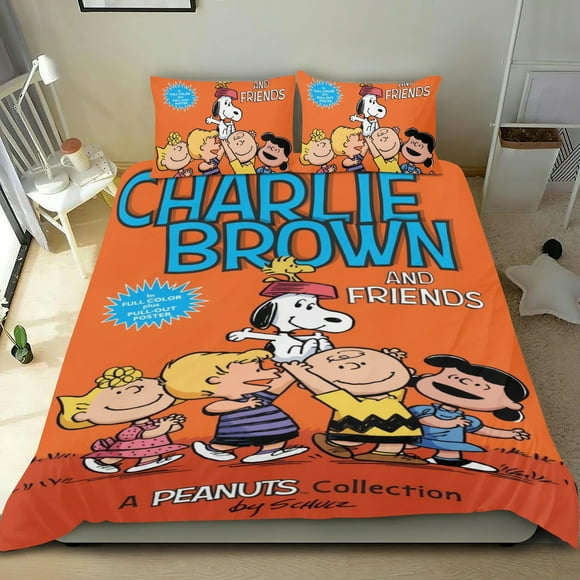 PEANUTS Conjunto de sábanas temático, trío de piezas, cómodo y amigable con la piel, diseño único, regalo de decoración para el hogar para familiares, amigos y fans, 90 cm * 190 cm