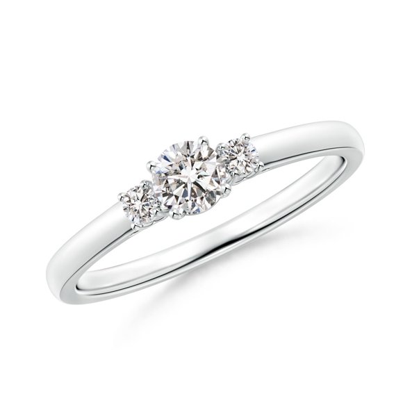 Angara Natural Diamond Ring - Prong-Set Round Diamond Three Stone Engagement Ring in Platinum for Women (Ring Size = 3)