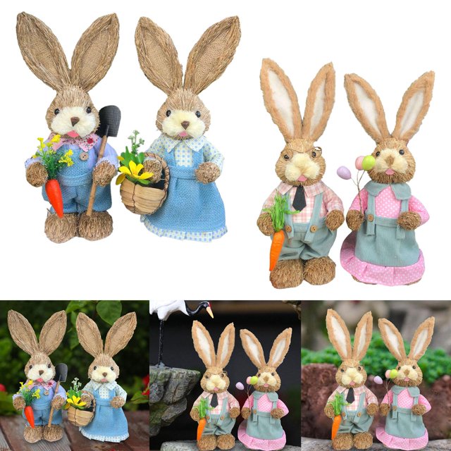 4 Uds. Estatuilla de de Paja Regalos de Vacaciones de Pascua Decoraciones de Pascua Soledad Conejo de Pascua
