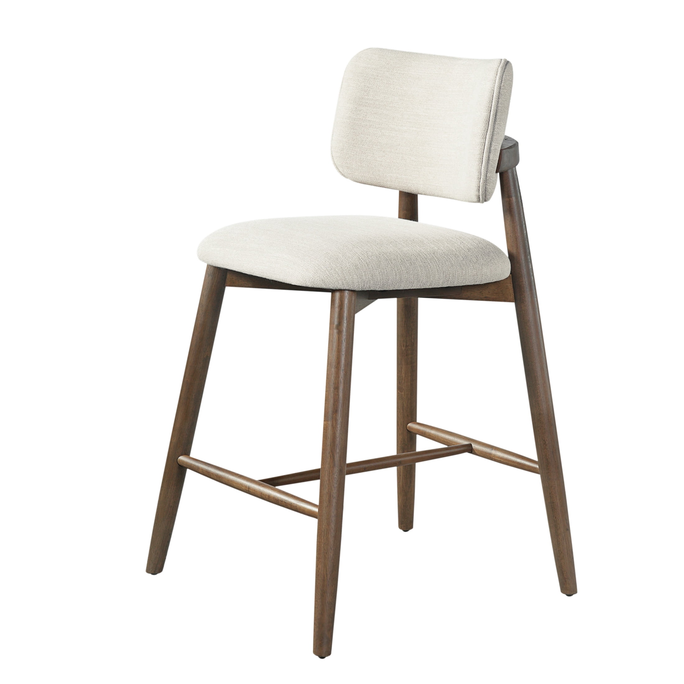 Christopher Knight Home 25.7" Modern Counter Height Bar Stools Set of 2, Rubberwood Frame, Beige+Walnut