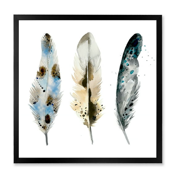 Designart 'Colourful Boho Art Feathers V' Bohemian & Eclectic Framed Art Print