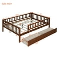 thumbnail image 3 of Full Size Daybed with Two Storage Drawers, Solid Wood Sofa Bed Frame with Guardrails and Support Slats, Low Platform Bed Frame for Teens Girls & Boys, No Box Spring Needed, Walnut, 3 of 7