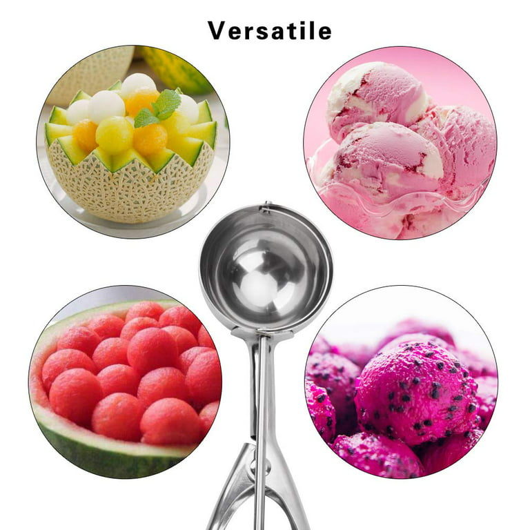  Ice Cream Cookie Scoop for Baking Set of 3, Melon Baller Scoop  Anti-Freeze Handle Stainless Steel Scooper with Trigger, Cupcake Scoop  Batter Dispenser Tablespoon for Dough Ball, Ice cream,Snow Cone: Home
