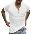 thumbnail image 2 of CaiJunJia George Men's Henley Shirts Short Sleeve Casual Basic Tee Summer Button Henley Soild T Shirts, 2 of 6