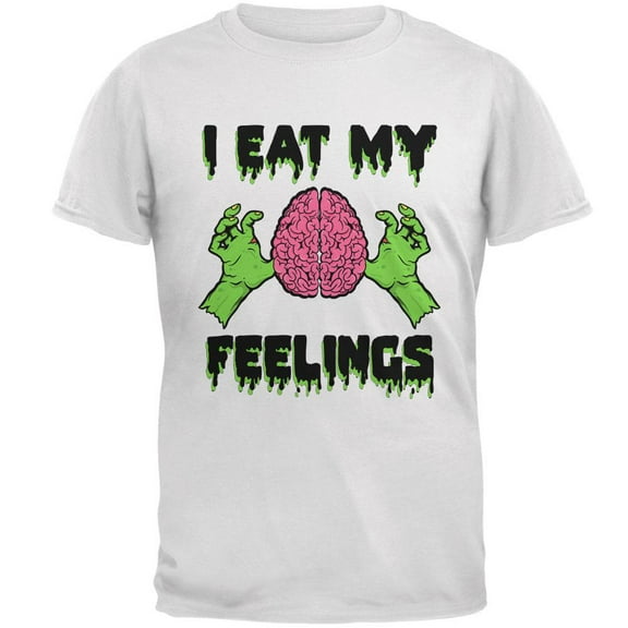 Halloween I Eat My Feelings Zombie Brain Mens T Shirt White LG