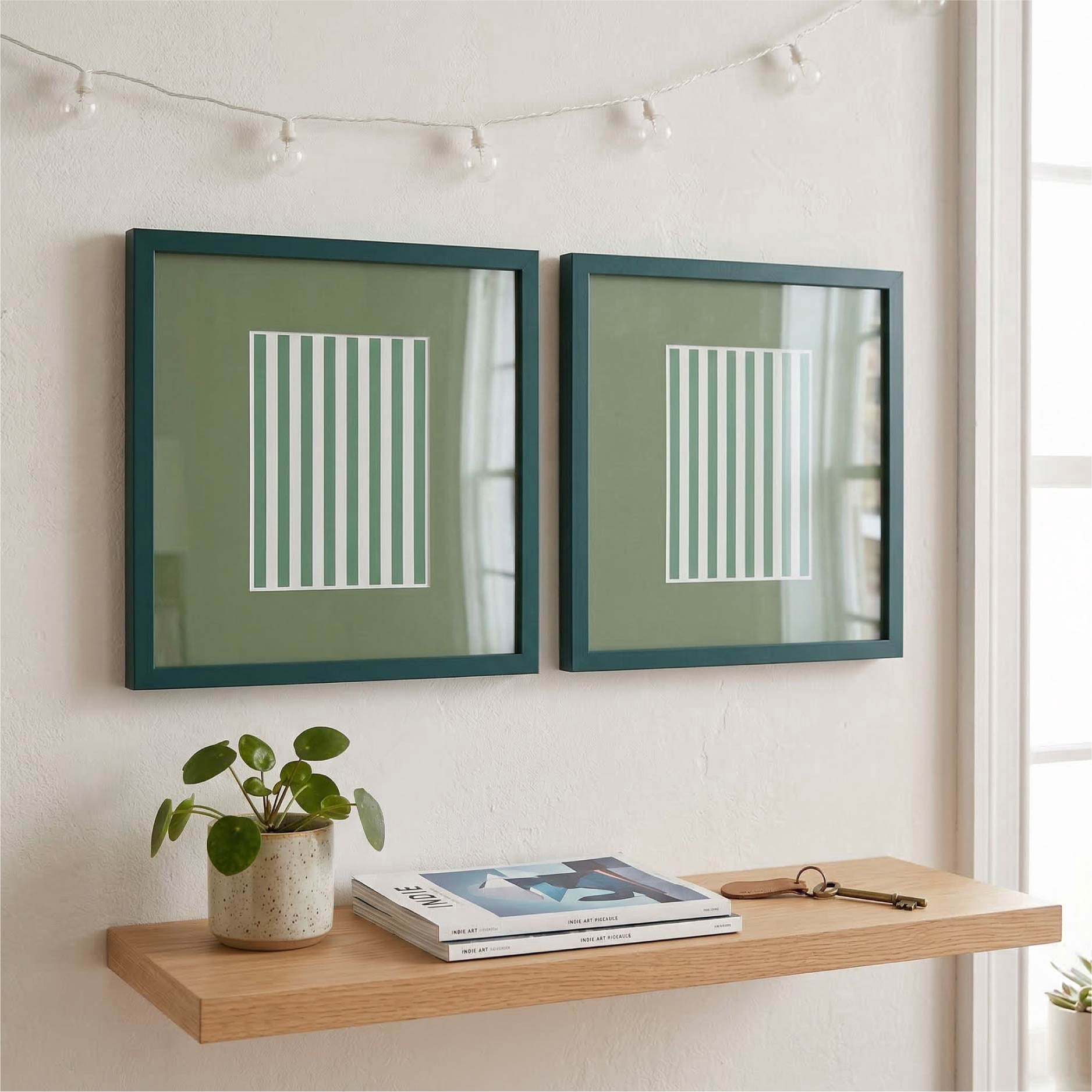 Urban Shop 12 x 12 Green Wood Picture Frames, 2-Pack, Displays 6 x 8 Photo with Mat