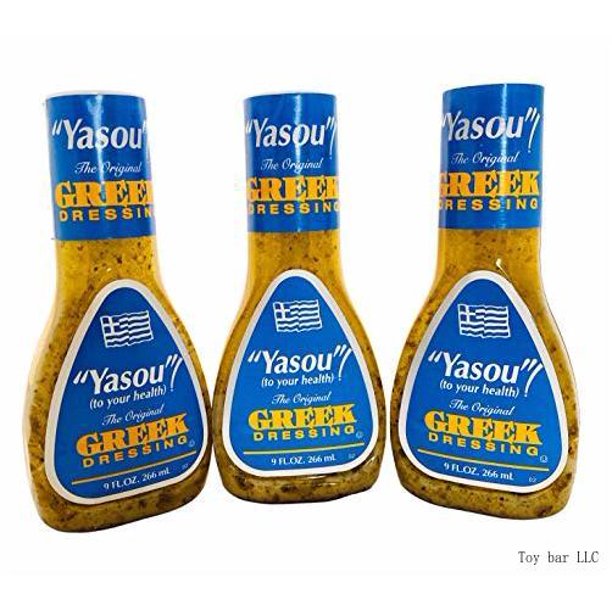 Greek Salad Dressing & Marinade Yasou The Original Greek Dressing 3 Pack (Three 9 Fluid Oz