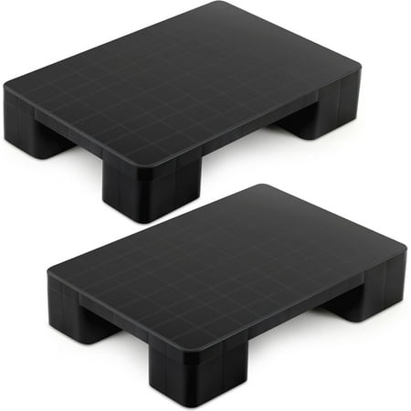 2 Pcs Plastic Pallets for Basement Storage Easy to Stack Lightweight Floor Pallets Display for Flooring Room Supermarket Warehouse, Support up to 2000 Lbs,Black (23'' L X 16'' W X 4.7'' H)