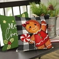 thumbnail image 4 of Merry Christmas Gingerbread Man Decorative Throw Pillow Covers 18x18 Set of 4, Xmas HOHOHO Winter Holiday Porch Patio Outdoor Pillowcase Buffalo Plaid Check Farmhouse Cushion Case Home Decor, 4 of 5