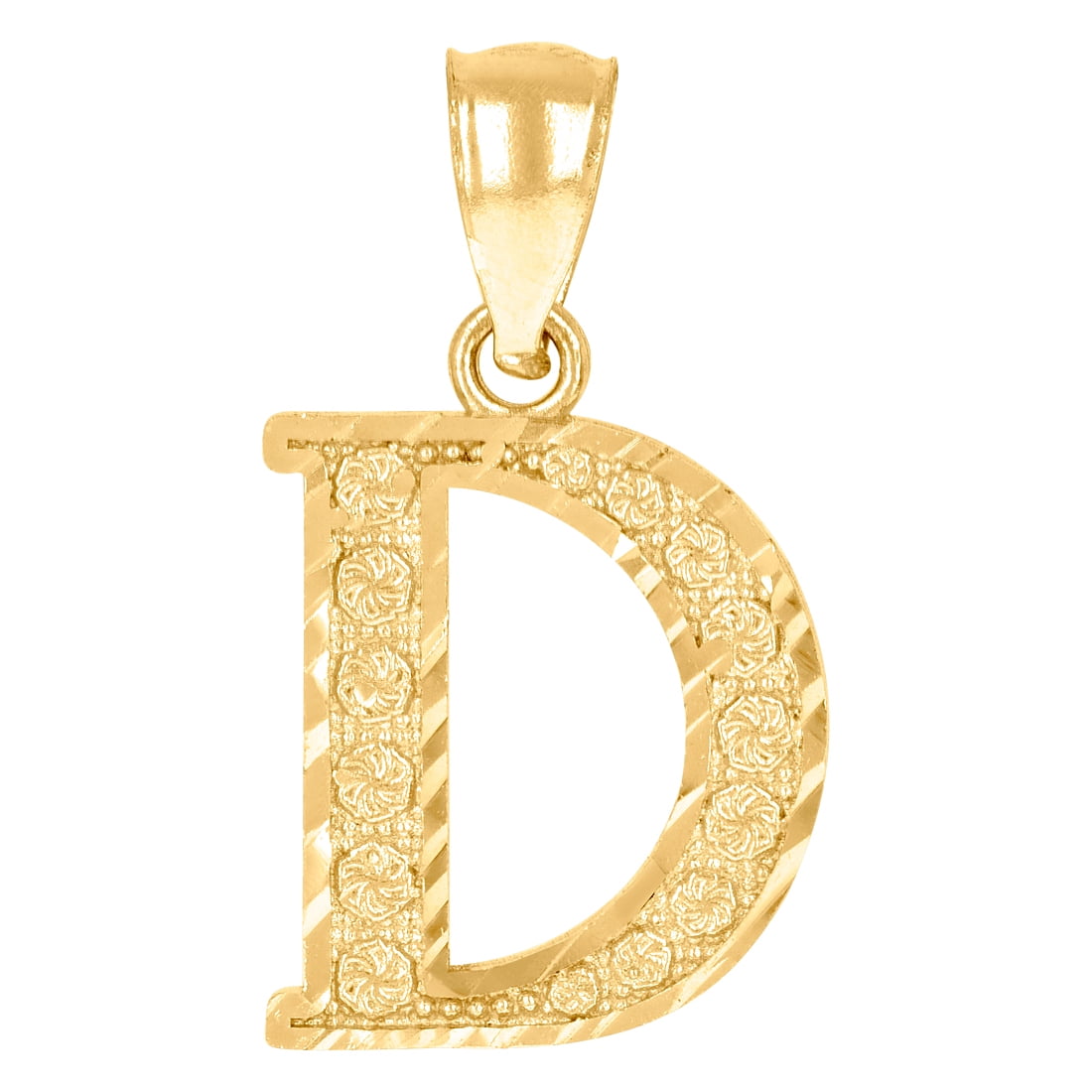10k Yellow Gold Unisex Letter Name Personalized Monogram Initial D Alphabet Charm Pendant Necklace 20.5x11.4mm Wide Pend