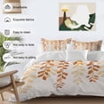 thumbnail image 3 of 3 Piece Orange Ombre Botanical Duvet Cover Set California King,Microfiber Comforter/Quilt Cover with Corner Ties and 2 Pillowcases,Watercolor Country Leaf Rustic Soft Bedding with Zipper Closure, 3 of 8