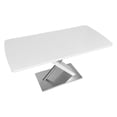 thumbnail image 6 of 47.25''-63'' Extendable Dining Table for 4-6 People, Modern White Glossy Top with Crossed Metal Base & Easy One-Hand Extend Mechanism, Durable MDF & Stainless Steel Construction, 6 of 9