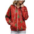 thumbnail image 6 of zaveiop Women's Novelty Print Zip up Hoodies Long Sleeve Hooded Sweatshirt Jacket with Pocket (Red, XXL), 6 of 9