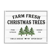 Stupell Industries White Planked Look Holiday Farm Fresh Christmas Trees Spruce and Fir Graphic Art White Framed Art Print Wall Art, 11x14, by Lettered and Lined