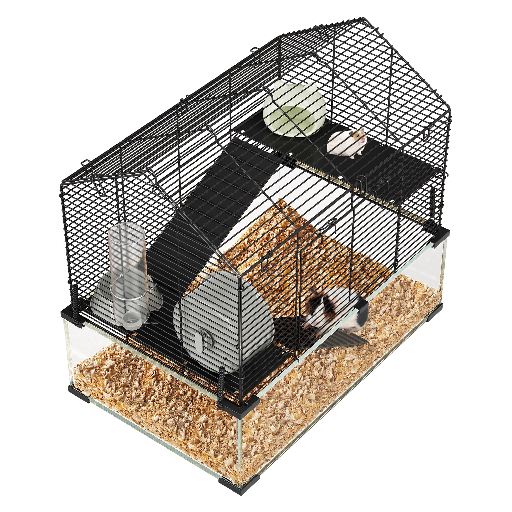 Festisoul 3 Tiers Large Hamster Cage, Small Pet Rat Cage with Running Wheel, Water Bottle Portable Hamster House for Rats, Guinea Pigs