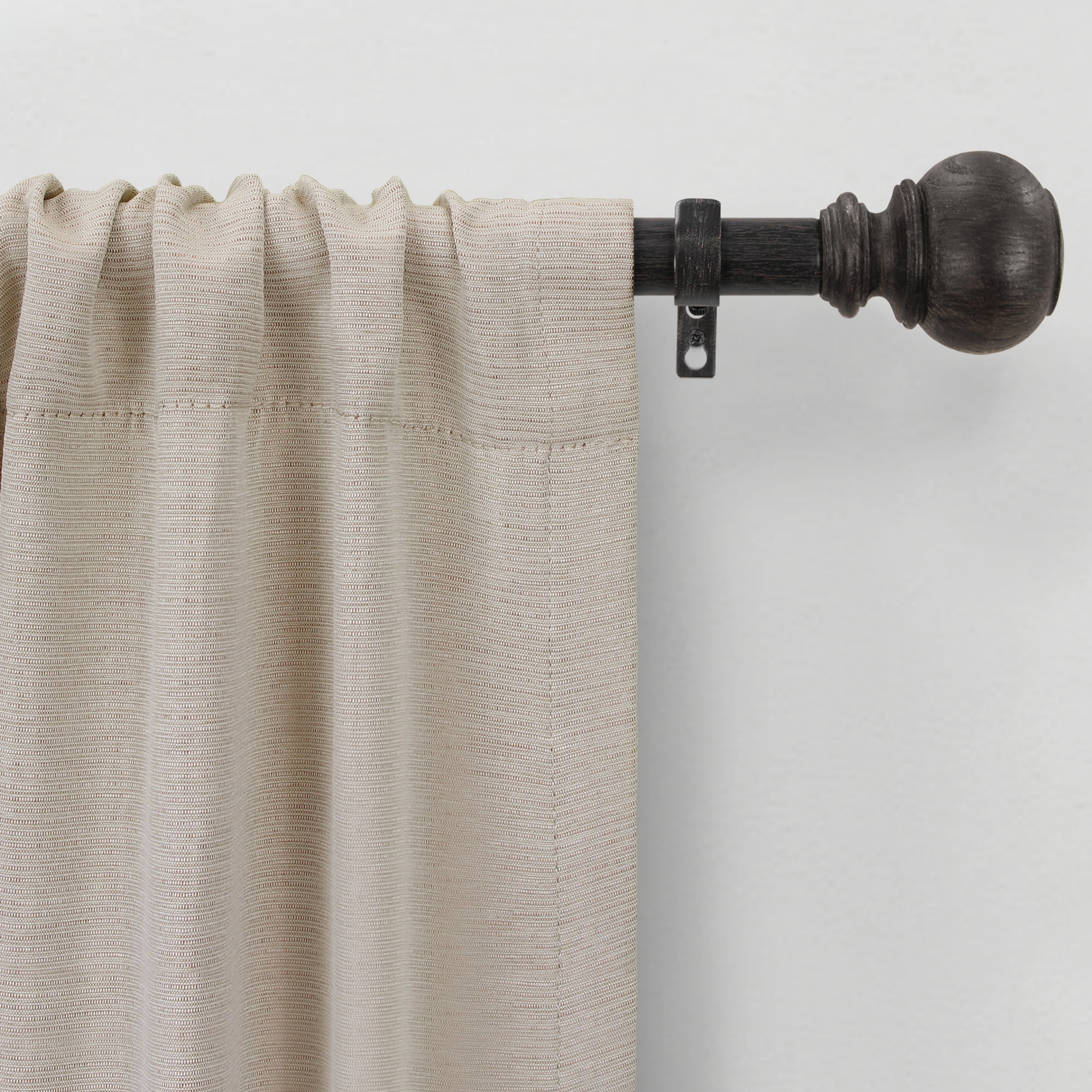 Better Homes & Gardens 1" Faux Tobacco Oak Knob Curtain Rod, 42-120"