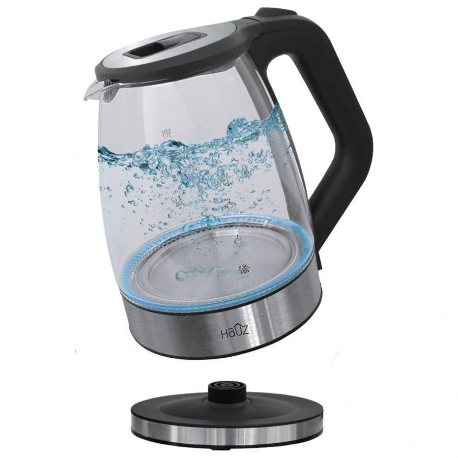 Hauz AGK666 1.7L Stainless Steel Cordless Glass Kettle with LED Base