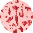 thumbnail image 1 of Ahgly Company Machine Washable Indoor Round Abstract Red Modern Area Rugs, 3' Round, 1 of 4