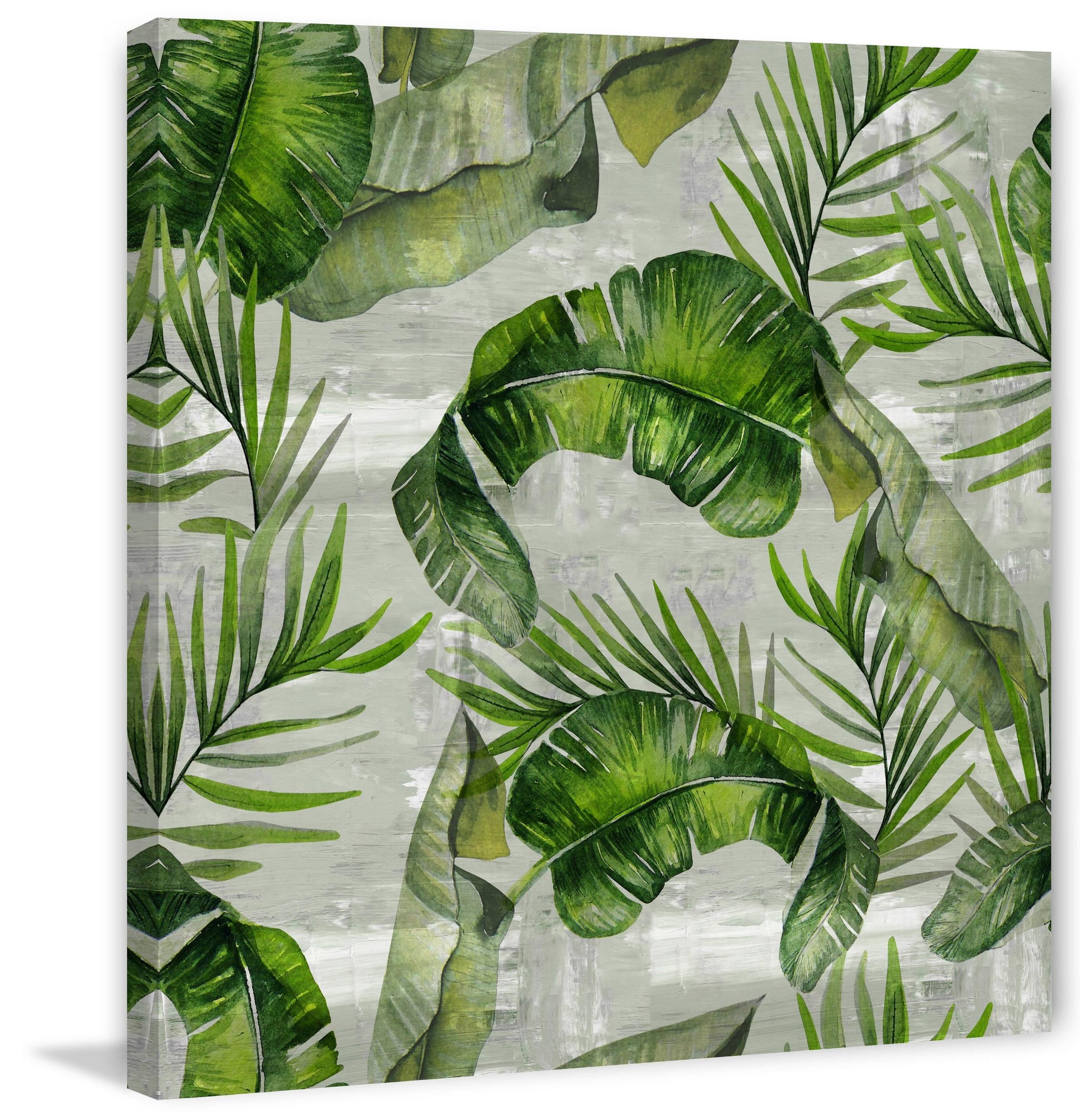 Marmont Hill Green Tropic Leaves Canvas Wall Art