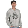 thumbnail image 5 of Floral Diamond Skull Symbol Spiritual Zip Up Hoodie Men's Women's Brisco Brands M, 5 of 6