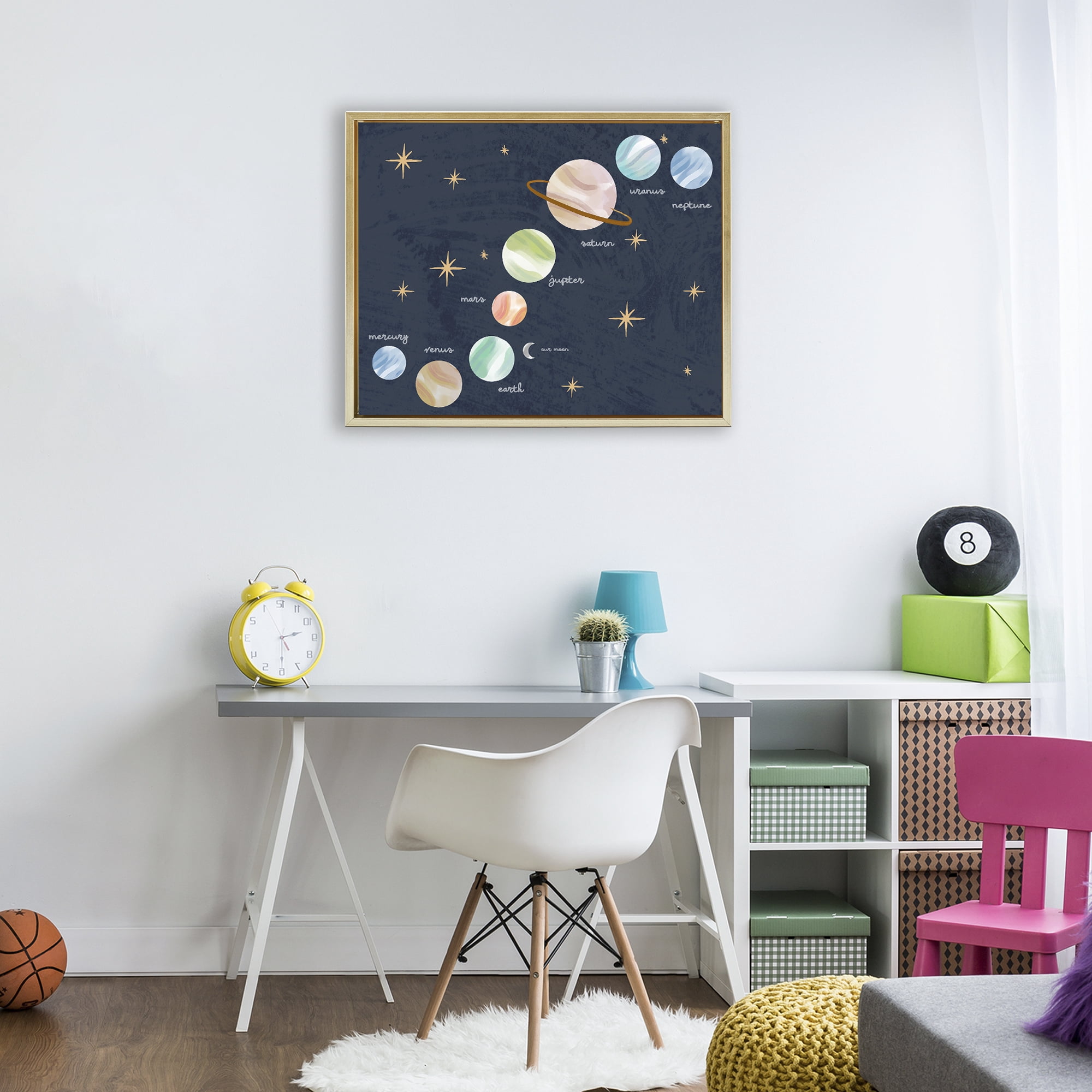 Stupell Industries Educational Space System Gold Framed Floater Canvas Wall Art, design by Lil' Rue