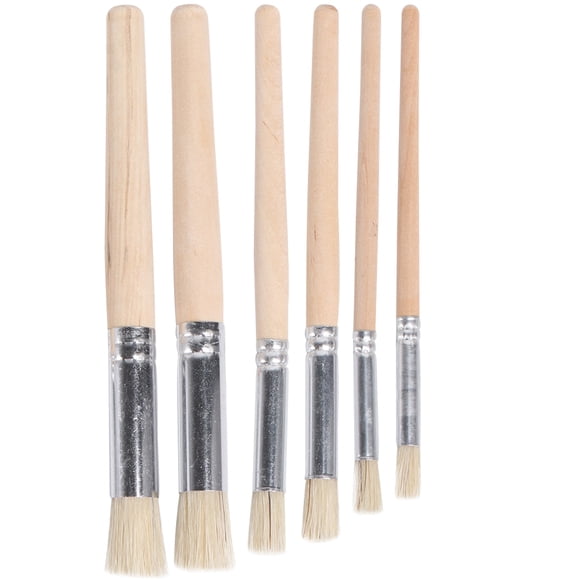 Juego de 6 pinceles de cerdas para pintar troncos, para dibujo artístico, para pintura al óleo, para artistas principiantes (de madera)