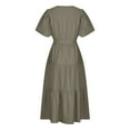 thumbnail image 7 of Bigersell a Line Dresses for Women Solid Short Sleeve Loose Ruffles Lacing Dress Female Dress Women Skater Dresses, Style 14520, Army Green S, 7 of 7
