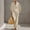 Beige, variant on Morttic Women's Solid Color Chic Summer Travel Outfit – Minimalist Half Button Stand Collar Loose Batwing Sleeve Maxi Dress Black,S