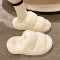 thumbnail image 4 of Zapatillas mullidas de invierno para mujer, pantuflas de piel para casa nueva, plataforma plana, zapatos de interior peludos y acogedores, chanclas coreanas, 2024, 4 of 5