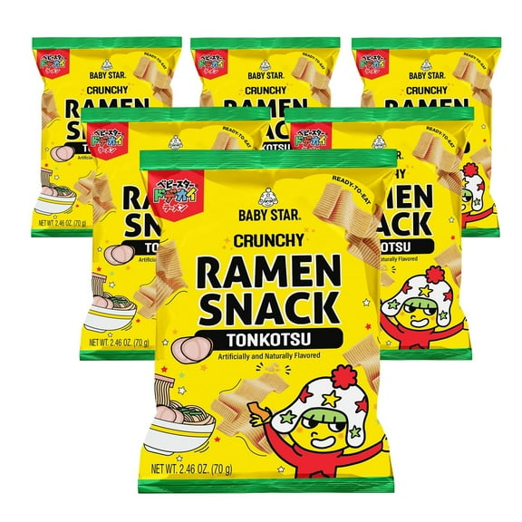 Baby Star Crunchy Ramen Snack Tonkotsu Wide 6 Pack 2.46oz