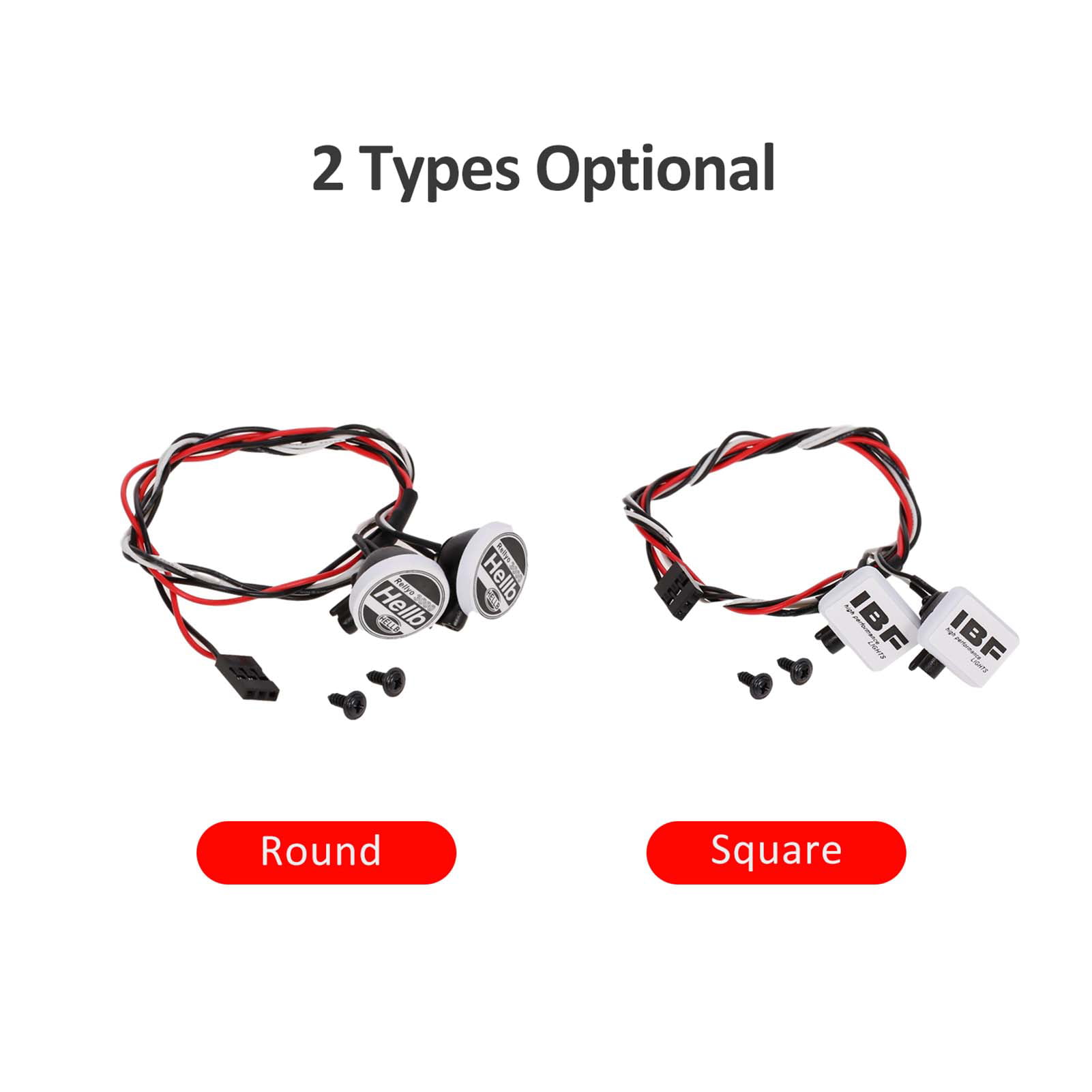 GoolRC 2PCS RC Car LED Light Kit with Lampshade White Lights 5.5-11V RC Decoration Common LEDs RC Accessories Round 