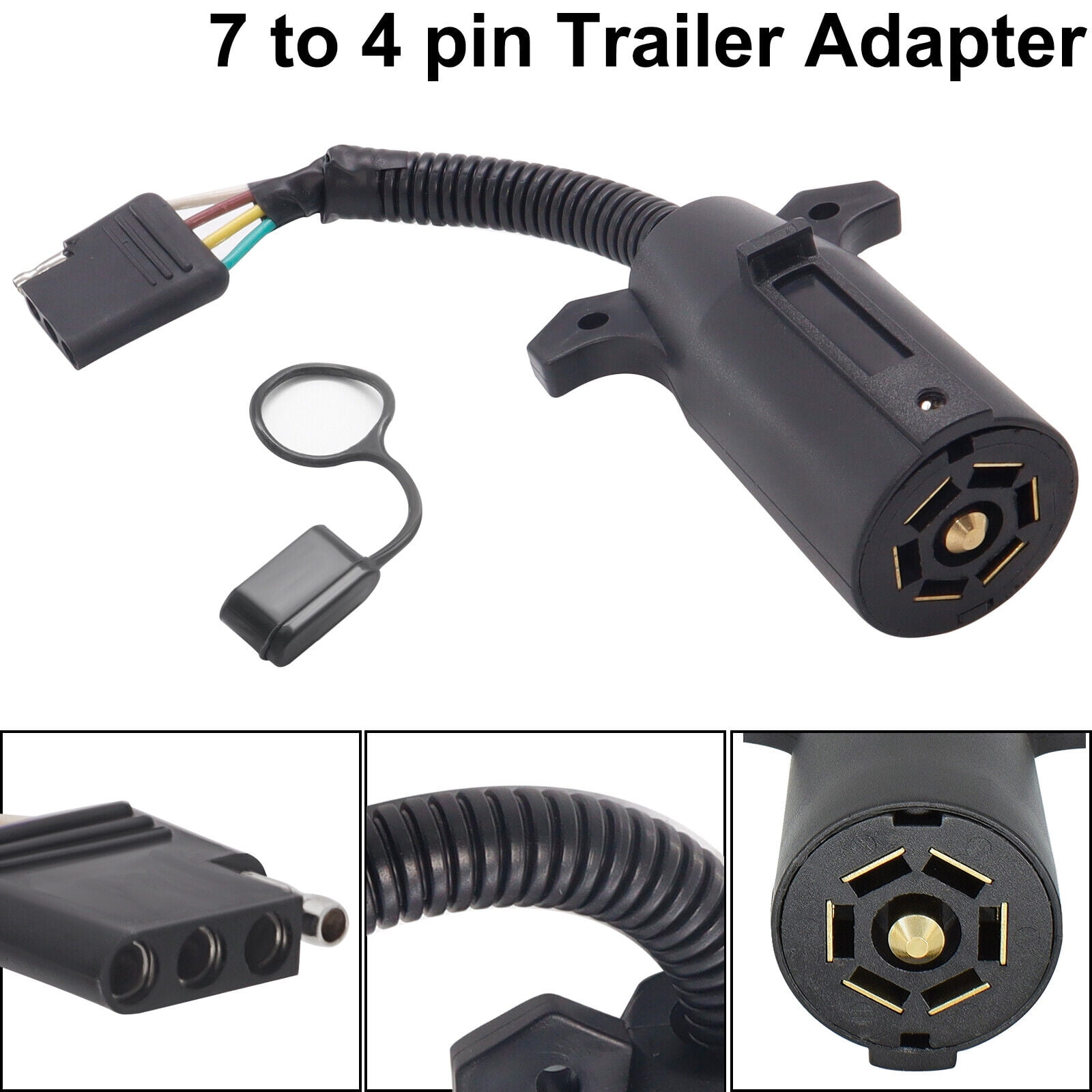 7-Way Round to 4 Pin 5 Pin Flat Trailer Wire Light Adapter Plug RV Tow ...