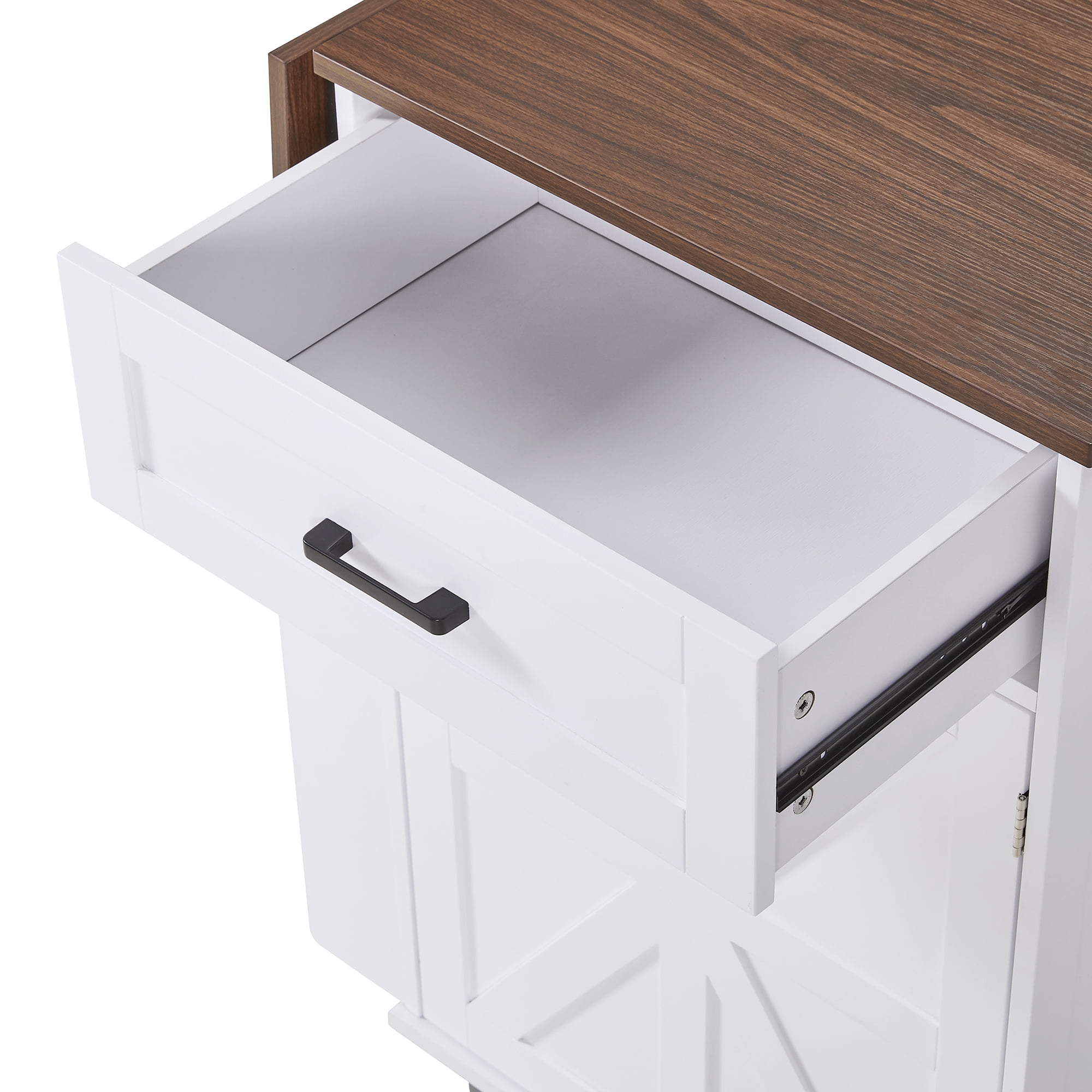 Aukfa Rolling Kitchen Island with Drop Leaf, 39" Mobile Kitchen Cart with Storage Cabinet and Drawer, White