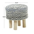thumbnail image 3 of DecMode Cotton Chevron Stool with Wood Legs, Blue, 3 of 8