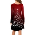 thumbnail image 4 of Robes de Fête de Noël pour Femmes Automne et Hiver Mode Décontractée Robe Imprimée de Noël Col Rond Manches Longues (Taille: 2TG), 4 of 5