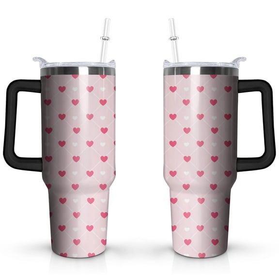 Love Heart 40oz Stainless Steel Vacuum Insulated Tumbler with Lid and Straw for Water Iced Tea Coffee Smoothie and More