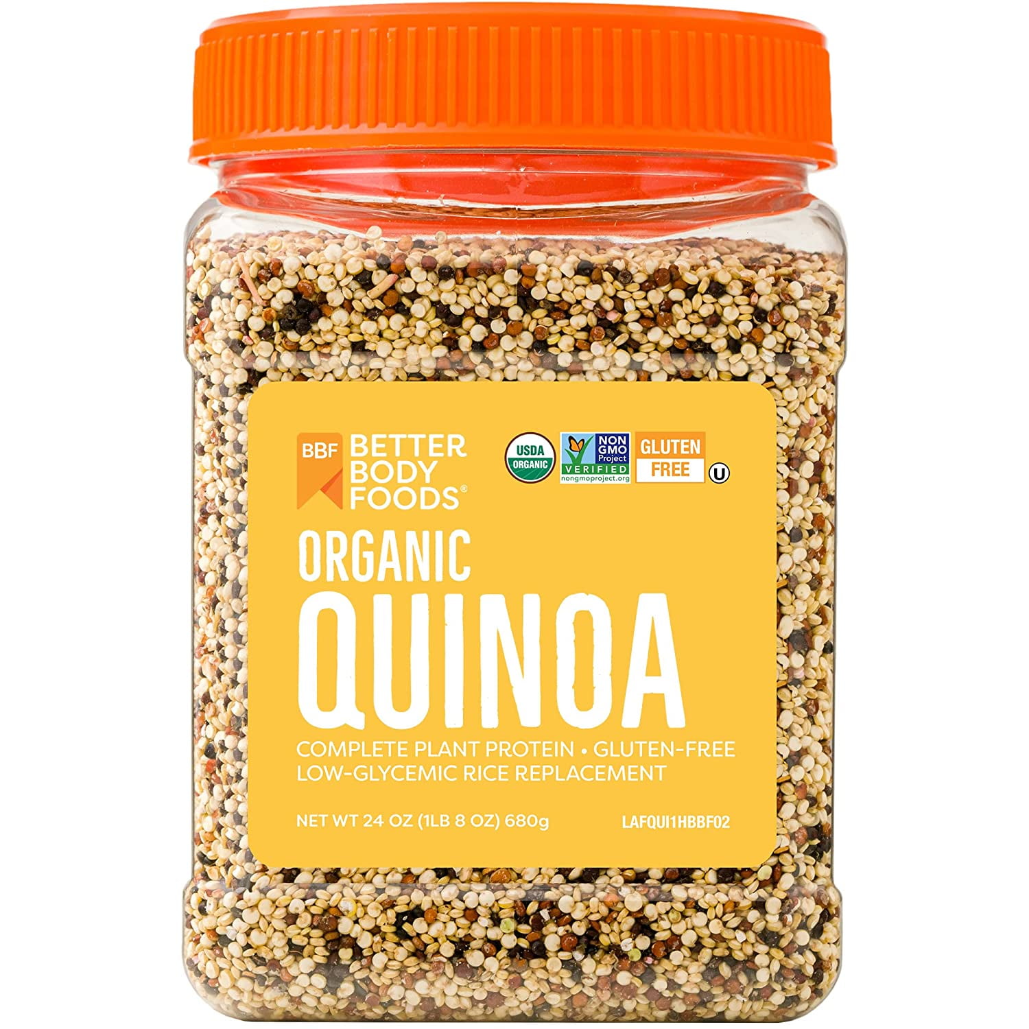 BetterBody Foods Organic Quinoa, Vegan, Complete plant protein, gluten free low, glycemic rice