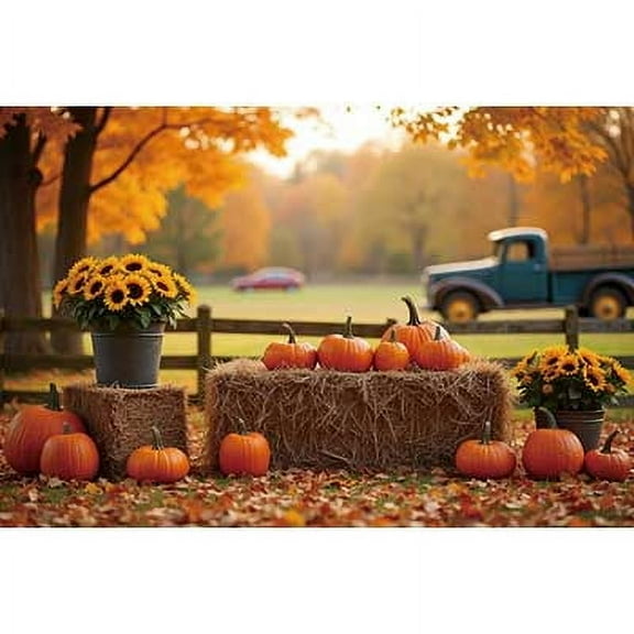 Childr Autumn Outdoor Photography Background Gard Park Pumpkin Scarecrow Haystack Backdrop Thanksgiving Studio Tools