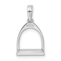 Finest Gold Sterling Silver Polished 3D Horse Stirrup Pendant